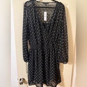 White House Black Market Black and White Polka Dot Dress